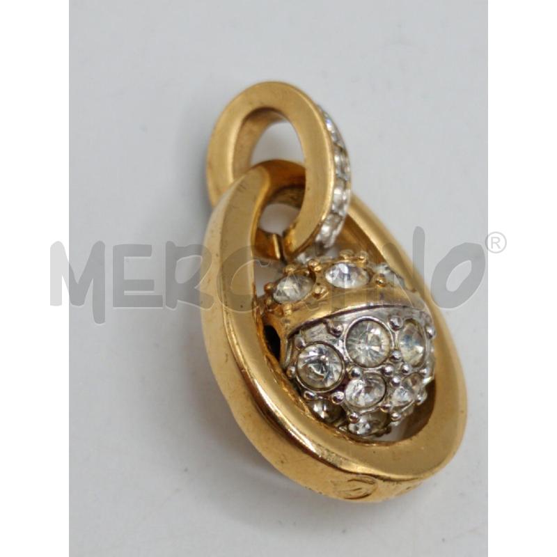 PENDENTE SWAROVSKI A GOCCIA CON MONTATURA DORATA E SFERA CENTRALE TEMPESTATA DI CRISTALLI | Mercatino dell'Usato Burolo 3