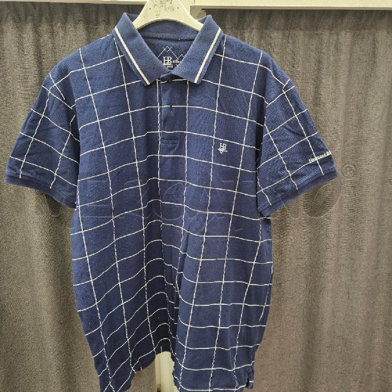 POLO UOMO HARMONTH&BELIN BLU QUADRETTI BIANCHI PIQUÈ | Mercatino dell'Usato Burolo 1