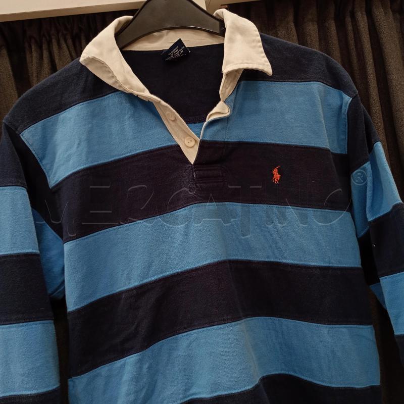 POLO UOMO RALPH LAUREN BLU AZZURRO RIGHE COLLETTO BIANCO | Mercatino dell'Usato Burolo 3