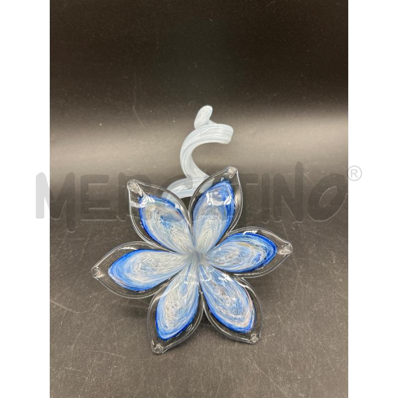PORTA CANDELA VETRO BLU MURANO | Mercatino dell'Usato Burolo 1