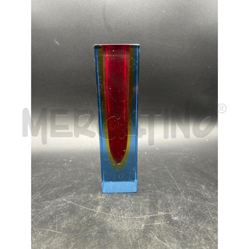 PORTA FIORE VETRO BLU ROSSO | Mercatino dell'Usato Burolo 1
