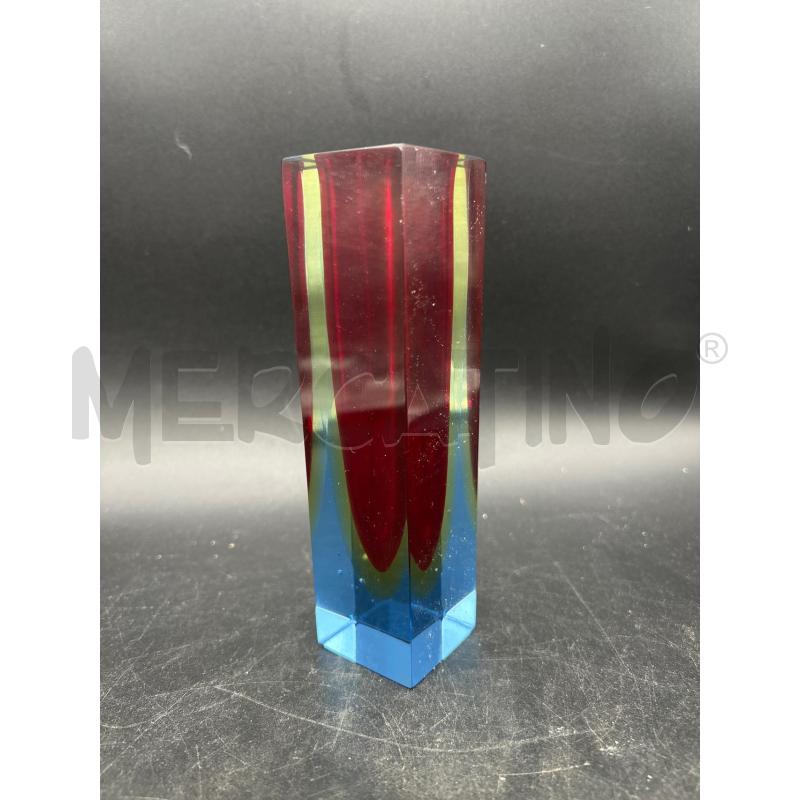 PORTA FIORE VETRO BLU ROSSO | Mercatino dell'Usato Burolo 2