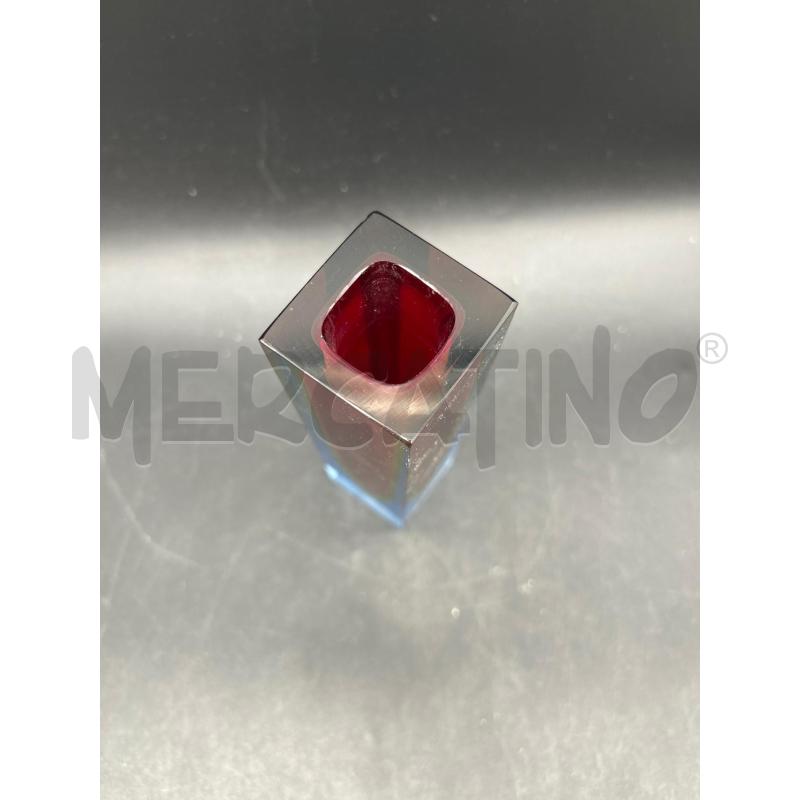 PORTA FIORE VETRO BLU ROSSO | Mercatino dell'Usato Burolo 3