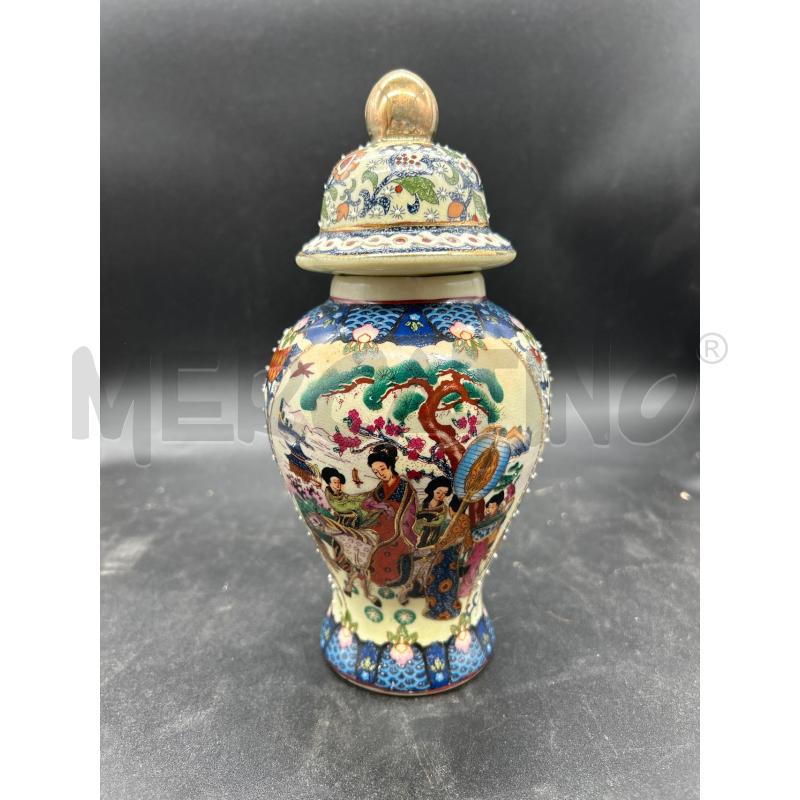 POTICHE VASO CERAMICA ORIENTALE ROYAL SATSUMA CON SCHEGGIATURA | Mercatino dell'Usato Burolo 1