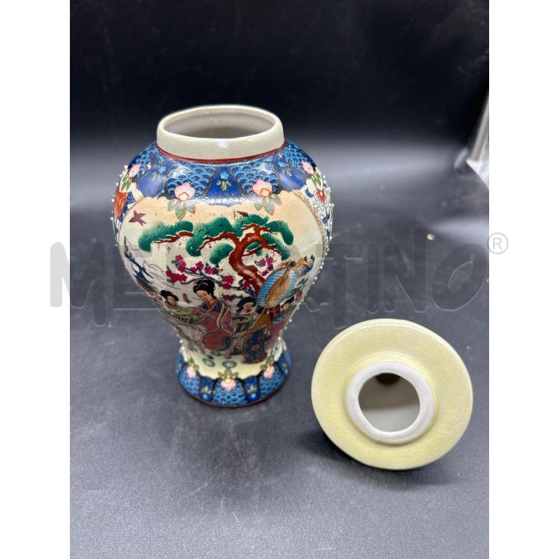 POTICHE VASO CERAMICA ORIENTALE ROYAL SATSUMA CON SCHEGGIATURA | Mercatino dell'Usato Burolo 2
