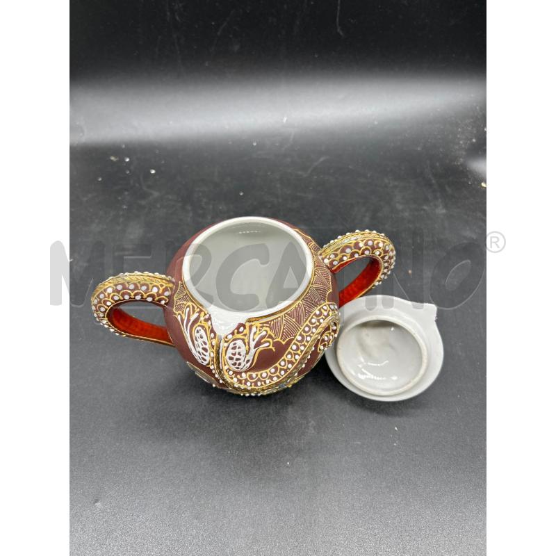 POTICHE VASO ORIENTALE CERAMICA MARRONE CON PIATTINO | Mercatino dell'Usato Burolo 3