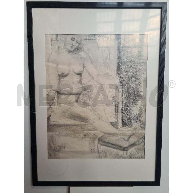 QUADRO A CARBONCINO DI A. ROLLA DONNA SEDUTA | Mercatino dell'Usato Burolo 1