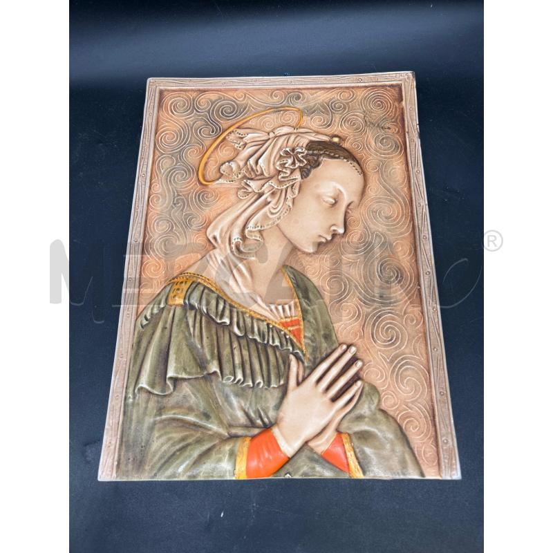 QUADRO CERAMICA SMALTATA DONNA CHE PREGA | Mercatino dell'Usato Burolo 1