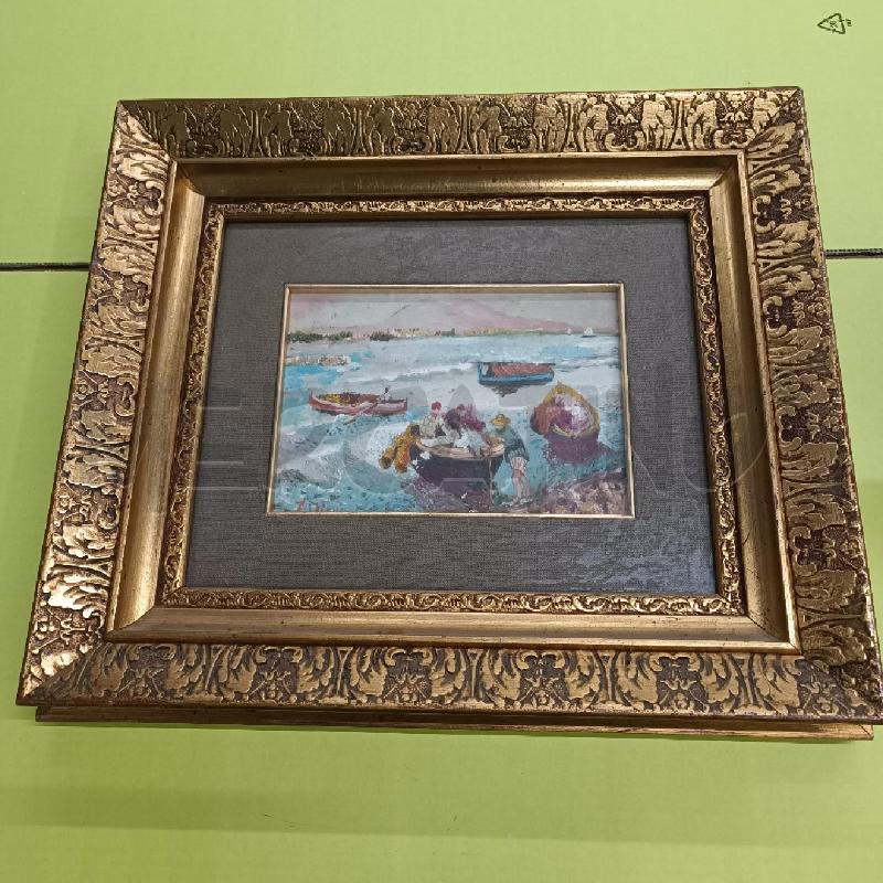 QUADRO CORNICE DORATA BARCHE IN RIVA | Mercatino dell'Usato Burolo 1
