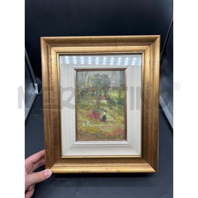 QUADRO DIPINTO DI PELUSO BOSCO CON PERSONA | Mercatino dell'Usato Burolo 1