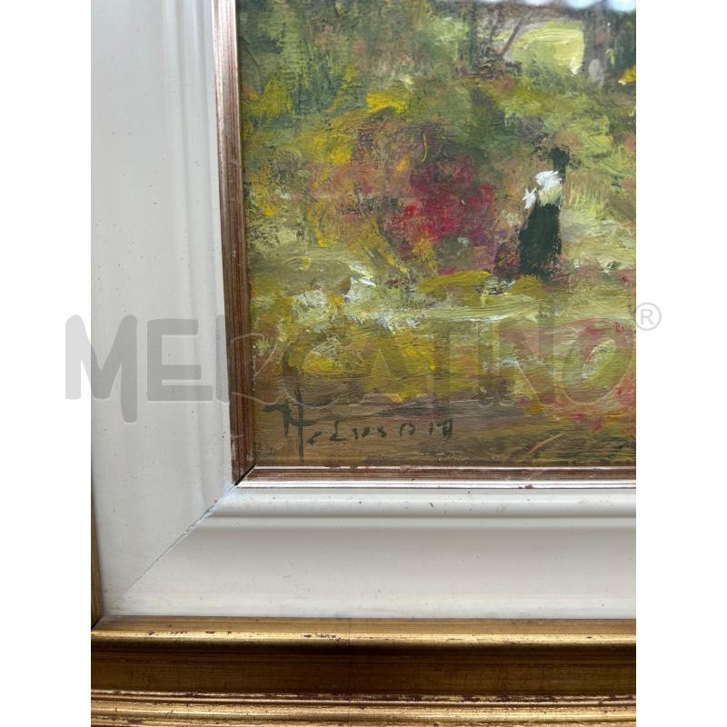 QUADRO DIPINTO DI PELUSO BOSCO CON PERSONA | Mercatino dell'Usato Burolo 2