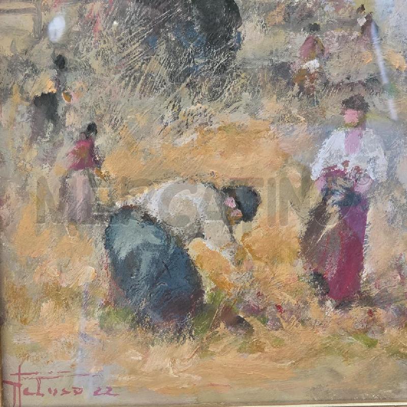 QUADRO DIPINTO DI PELUSO CONTADINI NEL CAMPO | Mercatino dell'Usato Burolo 2