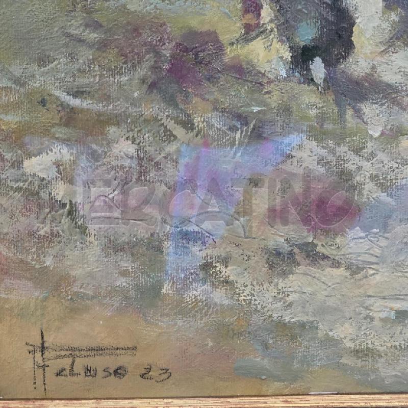 QUADRO DIPINTO DI PELUSO PAESAGGIO CONTADINI | Mercatino dell'Usato Burolo 2