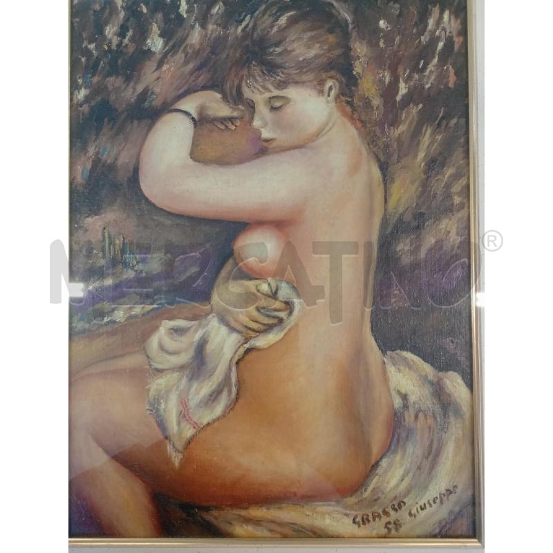 QUADRO DIPINTO DONNANUDA CON TOVAGLIA | Mercatino dell'Usato Burolo 2