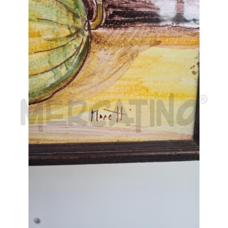 QUADRO DIPINTO SU PIASTRELLE CESTO CON FRUTTA | Mercatino dell'Usato Burolo 2