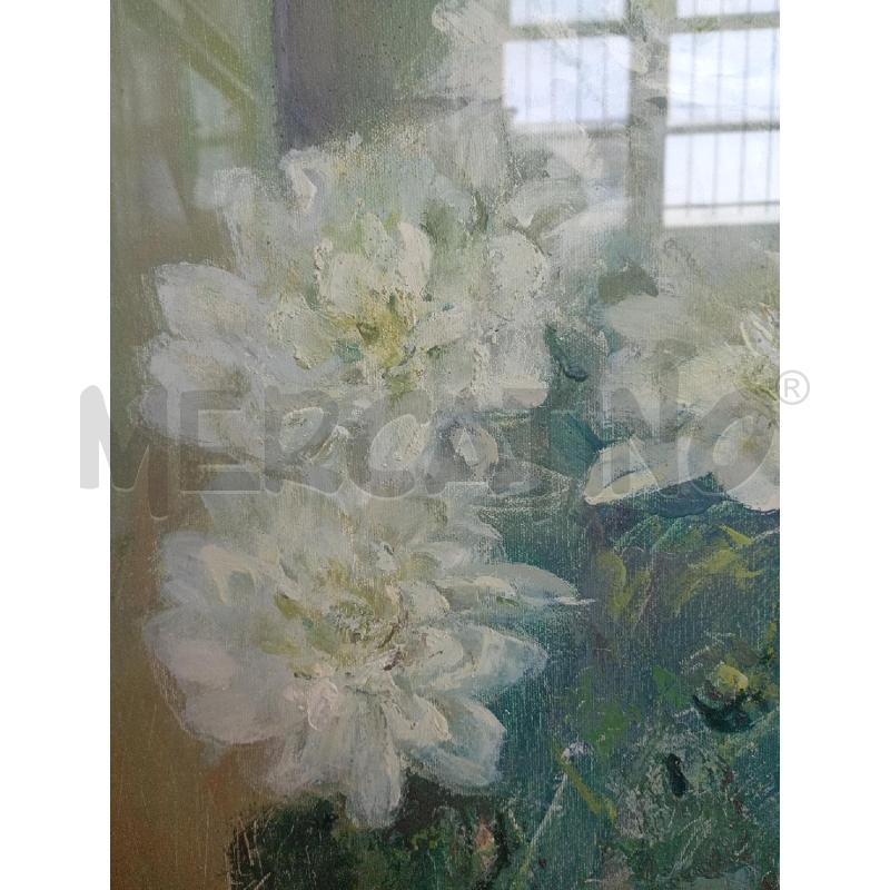 QUADRO DIPINTO VASO CON FIORI BIANCHI | Mercatino dell'Usato Burolo 2