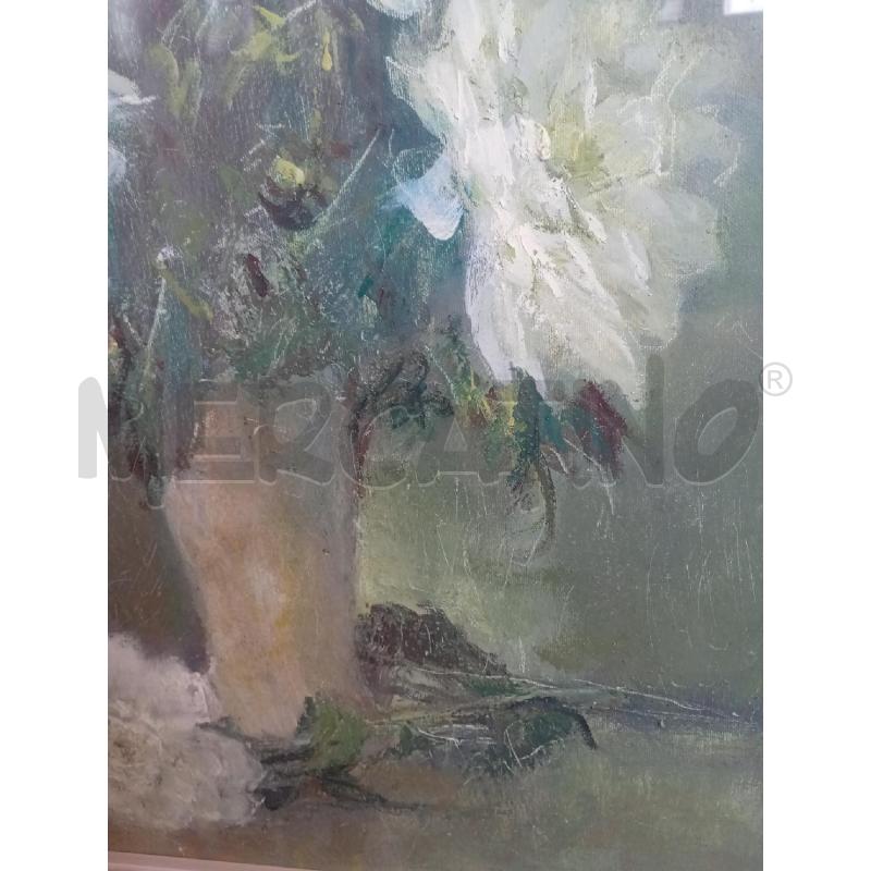 QUADRO DIPINTO VASO CON FIORI BIANCHI | Mercatino dell'Usato Burolo 3
