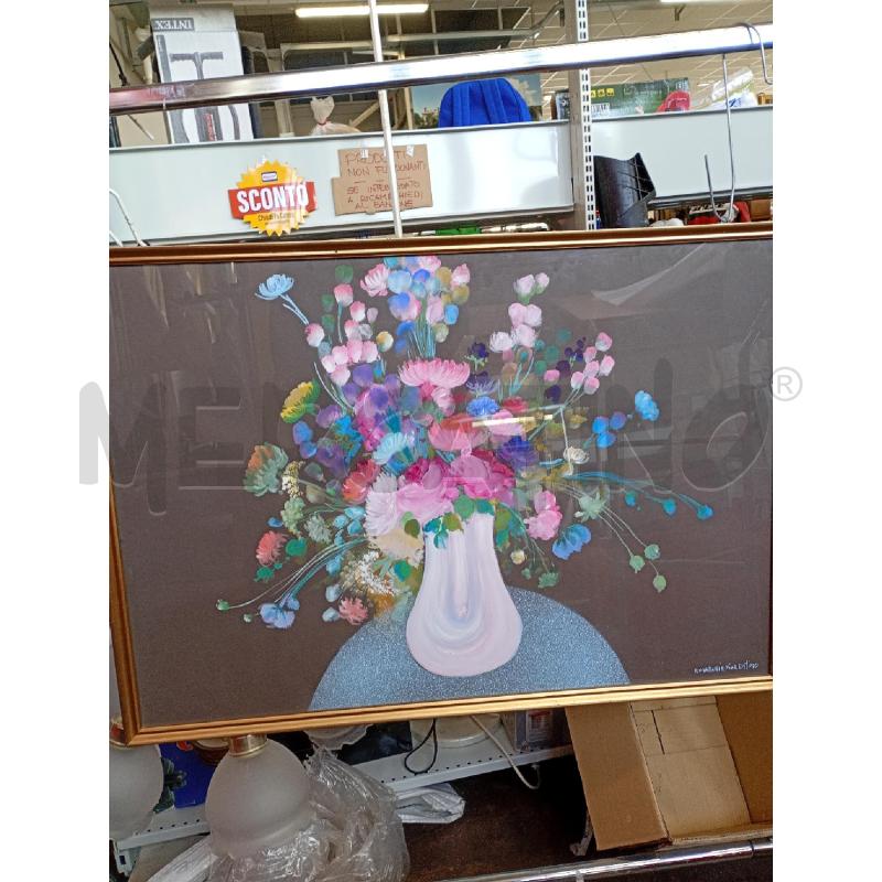 QUADRO DIPINTO VASO CON FIORI SFONDO NERO | Mercatino dell'Usato Burolo 1