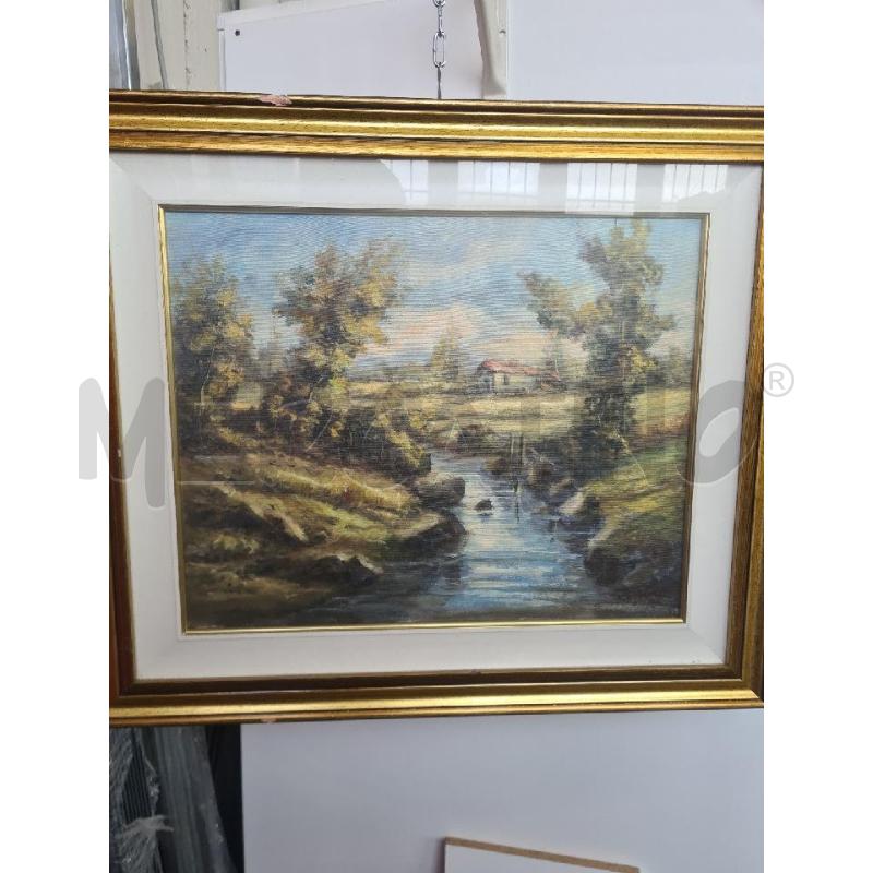 QUADRO PAESAGGIO CASA CON RIO  | Mercatino dell'Usato Burolo 1