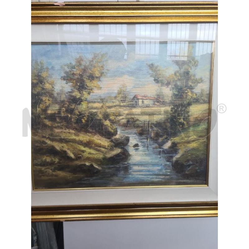 QUADRO PAESAGGIO CASA CON RIO  | Mercatino dell'Usato Burolo 2