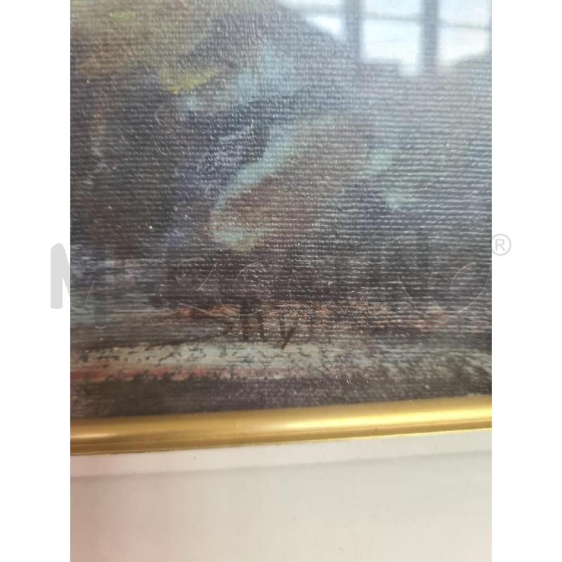 QUADRO PAESAGGIO CASA CON RIO  | Mercatino dell'Usato Burolo 3