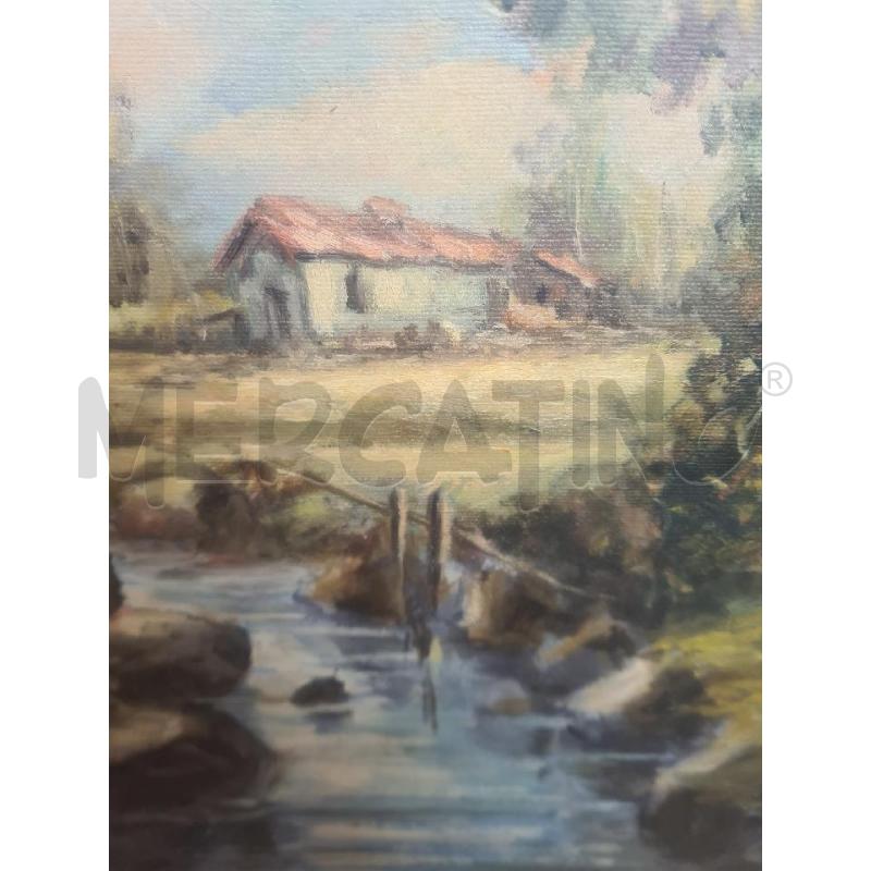QUADRO PAESAGGIO CASA CON RIO  | Mercatino dell'Usato Burolo 4