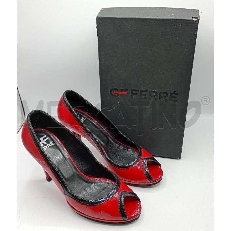 SCARPE TACCHI GIANFRANCO FERRÈ ROSSO NERO OPEN TOE | Mercatino dell'Usato Burolo 1