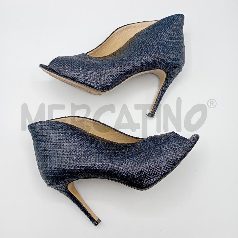 SCARPE THE KING OF TACCHI RAFFIA BLU SPUNTATO+SCATOLA  | Mercatino dell'Usato Burolo 2