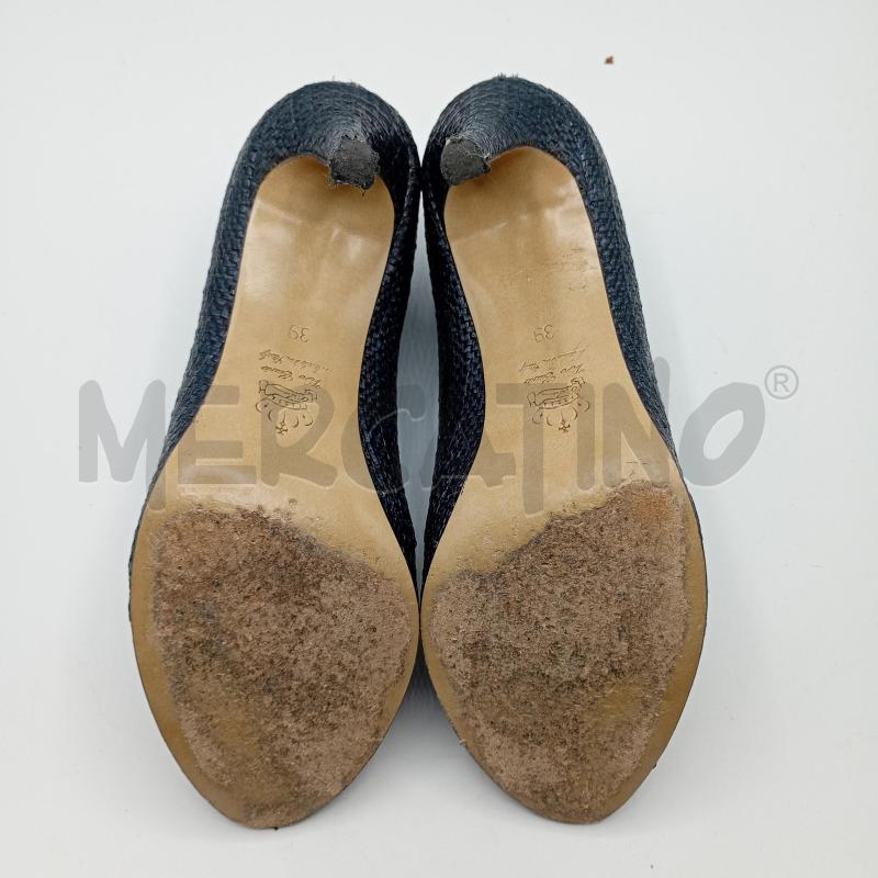 SCARPE THE KING OF TACCHI RAFFIA BLU SPUNTATO+SCATOLA  | Mercatino dell'Usato Burolo 5