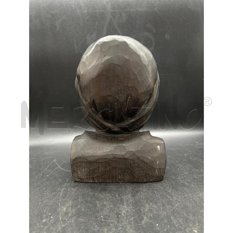 SCULTURA BUSTO DONNA CON PIPA LEGNO SCURO | Mercatino dell'Usato Burolo 3