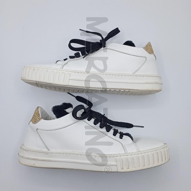 SNEAKERS DONNA BORBONERE BIANCHE PELLICCIOTTO NEROR EMOVIBILE | Mercatino dell'Usato Burolo 2