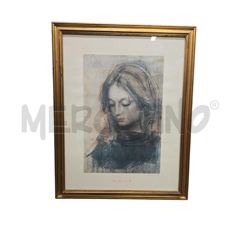 STAMPA DONNA VESTITO BLU CORNICE DORATA | Mercatino dell'Usato Burolo 1