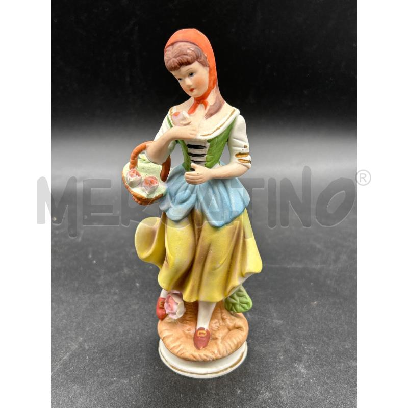 STATUA CERAMICA DONNA CON CESTINO DI FIORI | Mercatino dell'Usato Burolo 1