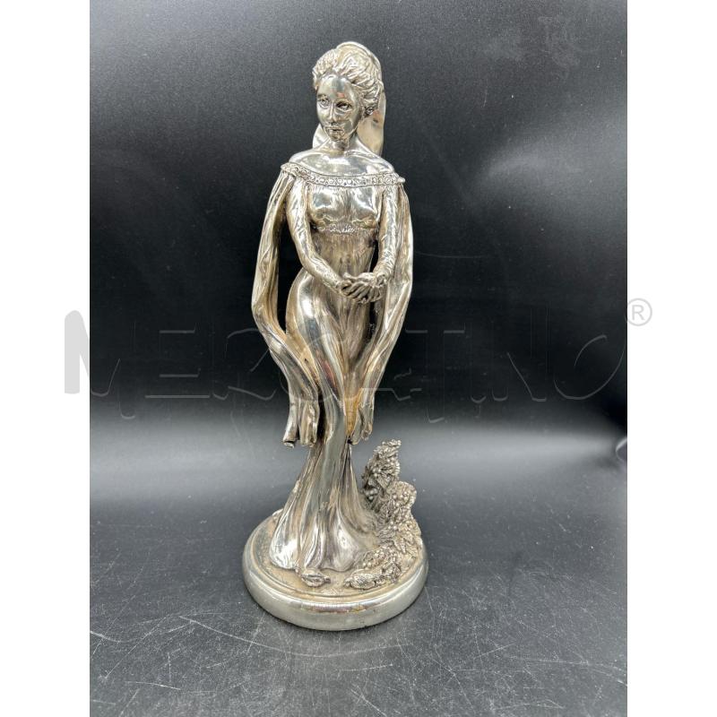 STATUA DONNA CON UCELLO GRIGIA | Mercatino dell'Usato Burolo 1