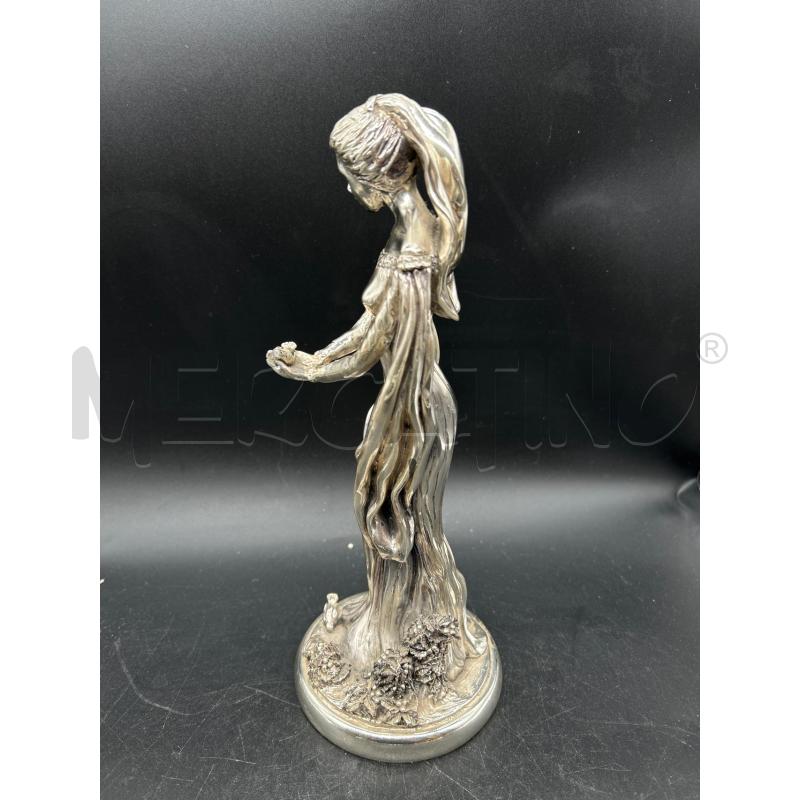 STATUA DONNA CON UCELLO GRIGIA | Mercatino dell'Usato Burolo 4