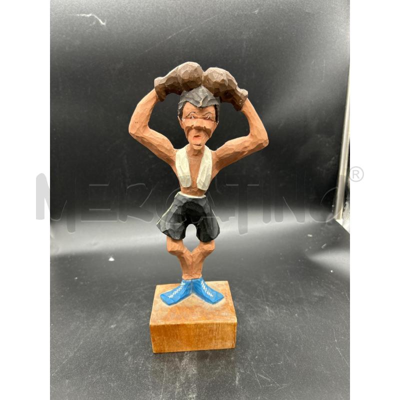 STATUA LEGNO PUGILISTA | Mercatino dell'Usato Burolo 1
