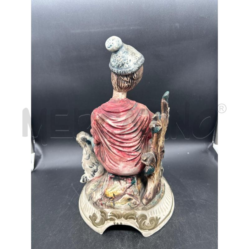 STATUA SIGNORE SEDUTO CON CANE CAPODIMONTE | Mercatino dell'Usato Burolo 3