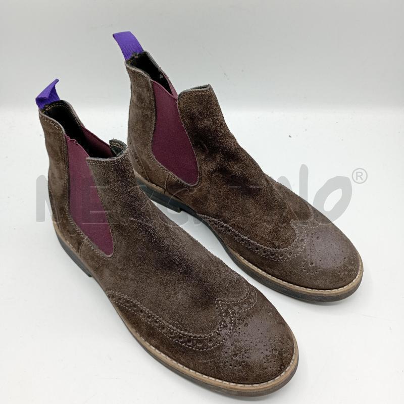 STIVALETTI UOMO ARTIGIANALI SCAMOSCAITI MARRONE GAMBALETTO VIOLA ELASTICIZZATO | Mercatino dell'Usato Burolo 1