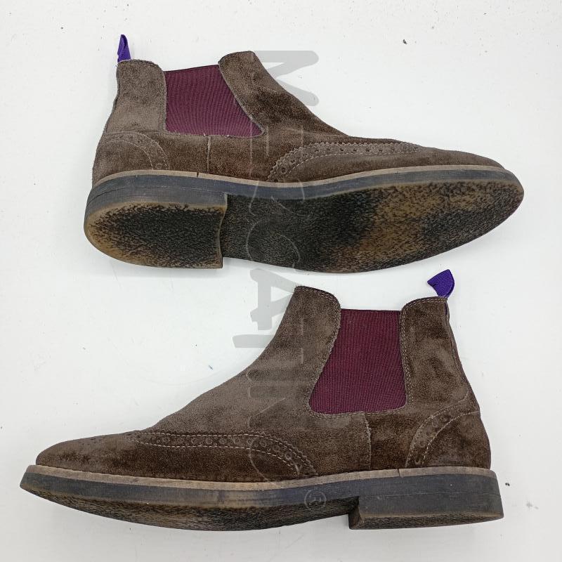 STIVALETTI UOMO ARTIGIANALI SCAMOSCAITI MARRONE GAMBALETTO VIOLA ELASTICIZZATO | Mercatino dell'Usato Burolo 3