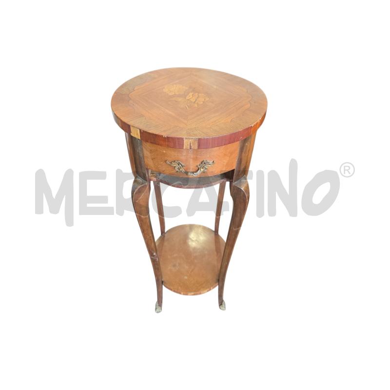 TAVOLINO INTARSIATO LEGNO TONDO | Mercatino dell'Usato Burolo 1
