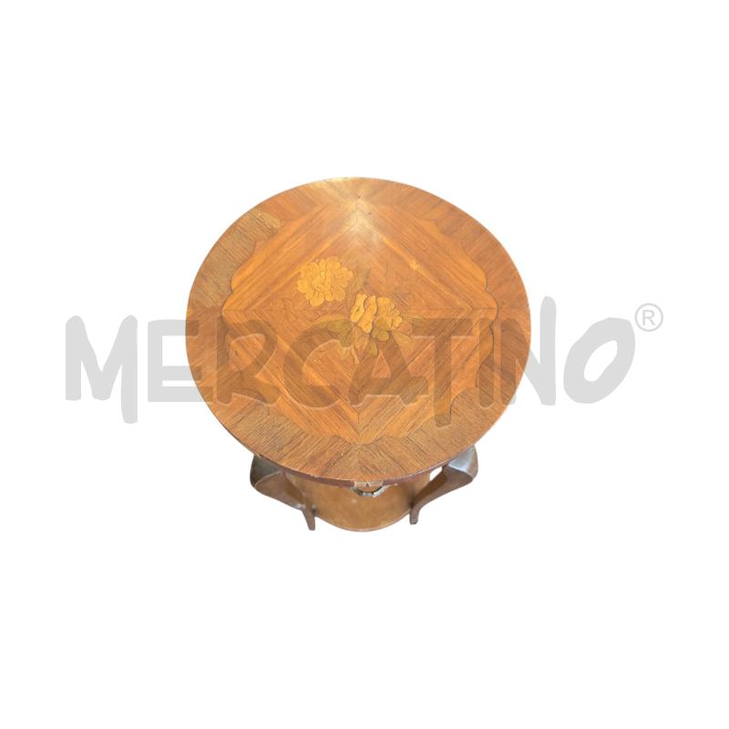 TAVOLINO INTARSIATO LEGNO TONDO | Mercatino dell'Usato Burolo 2