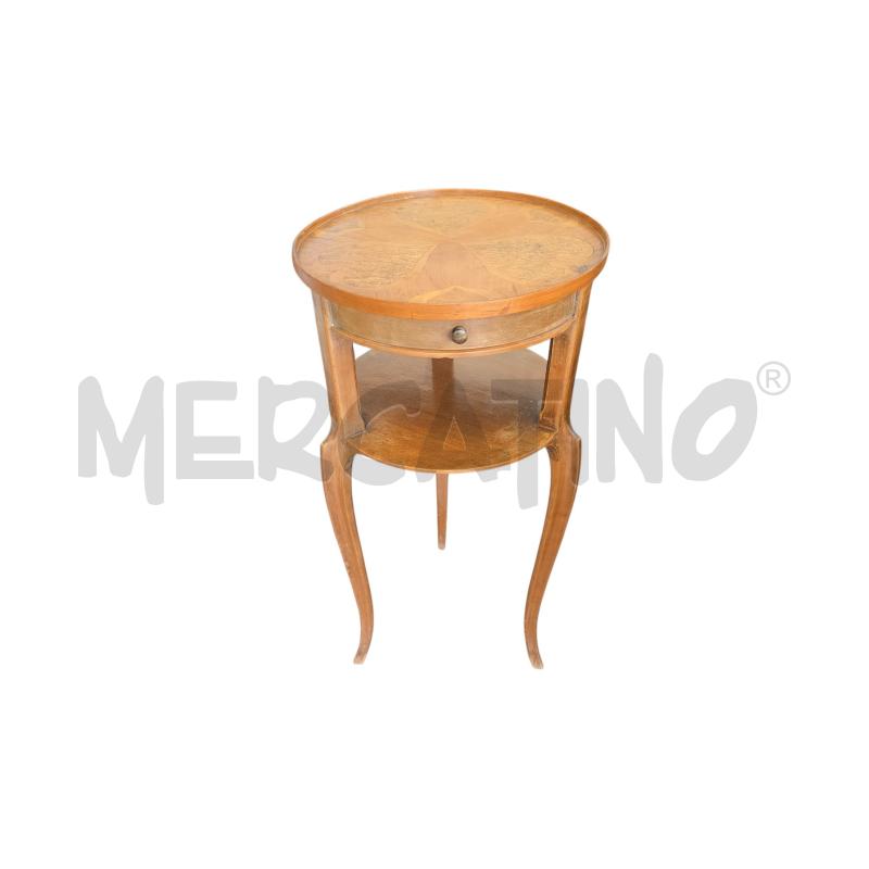 TAVOLINO INTARSIATO LEGNO TONDO | Mercatino dell'Usato Burolo 1