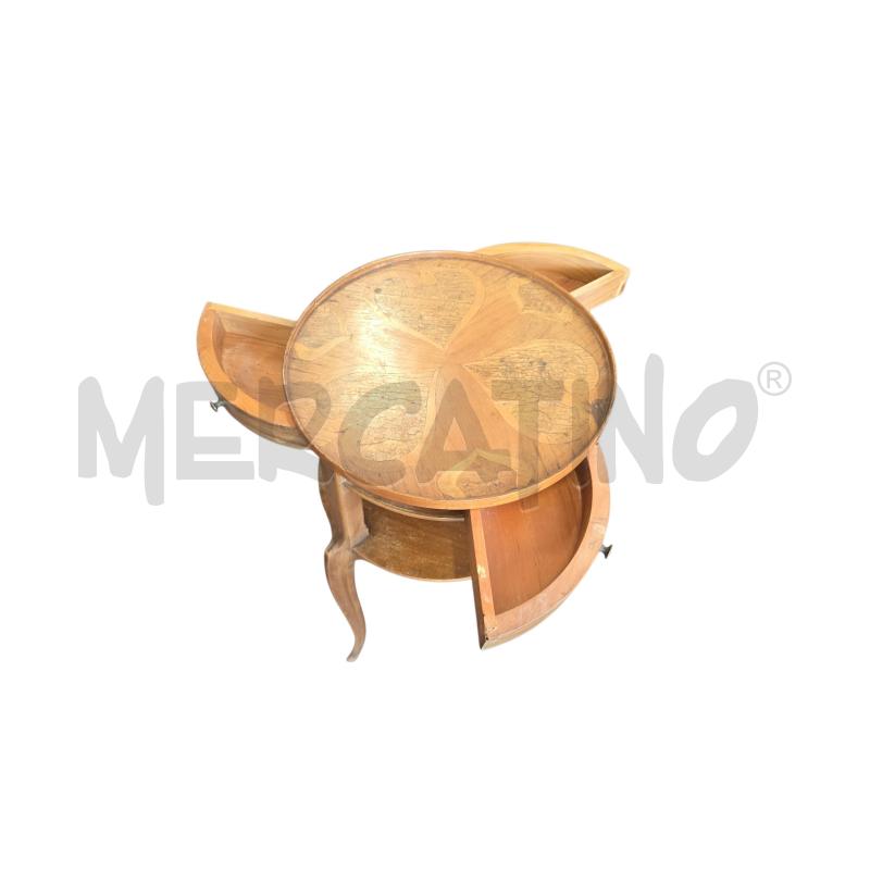 TAVOLINO INTARSIATO LEGNO TONDO | Mercatino dell'Usato Burolo 2