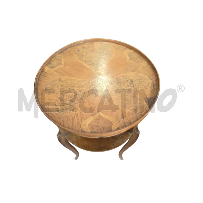 TAVOLINO INTARSIATO LEGNO TONDO | Mercatino dell'Usato Burolo 3
