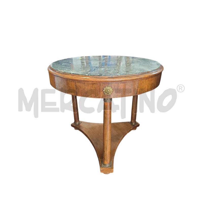 TAVOLINO LEGNO MARMO TONDO | Mercatino dell'Usato Burolo 1