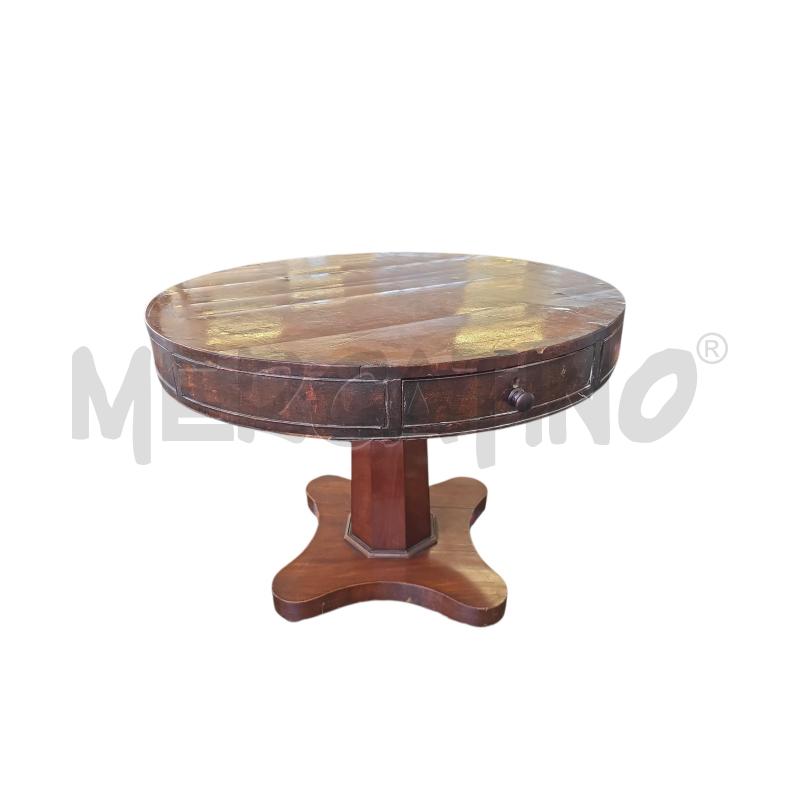 TAVOLINO TONDO LEGNO CON CASSETTI | Mercatino dell'Usato Burolo 1