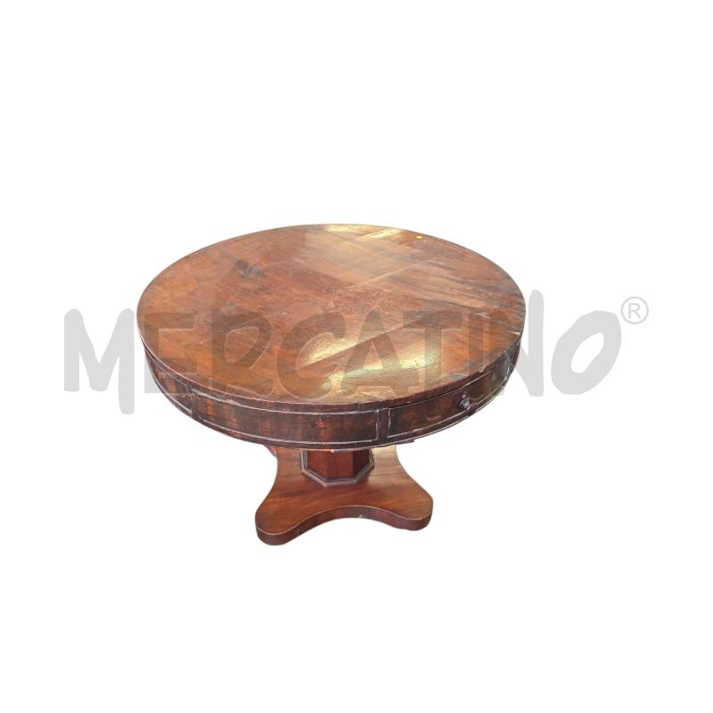 TAVOLINO TONDO LEGNO CON CASSETTI | Mercatino dell'Usato Burolo 2
