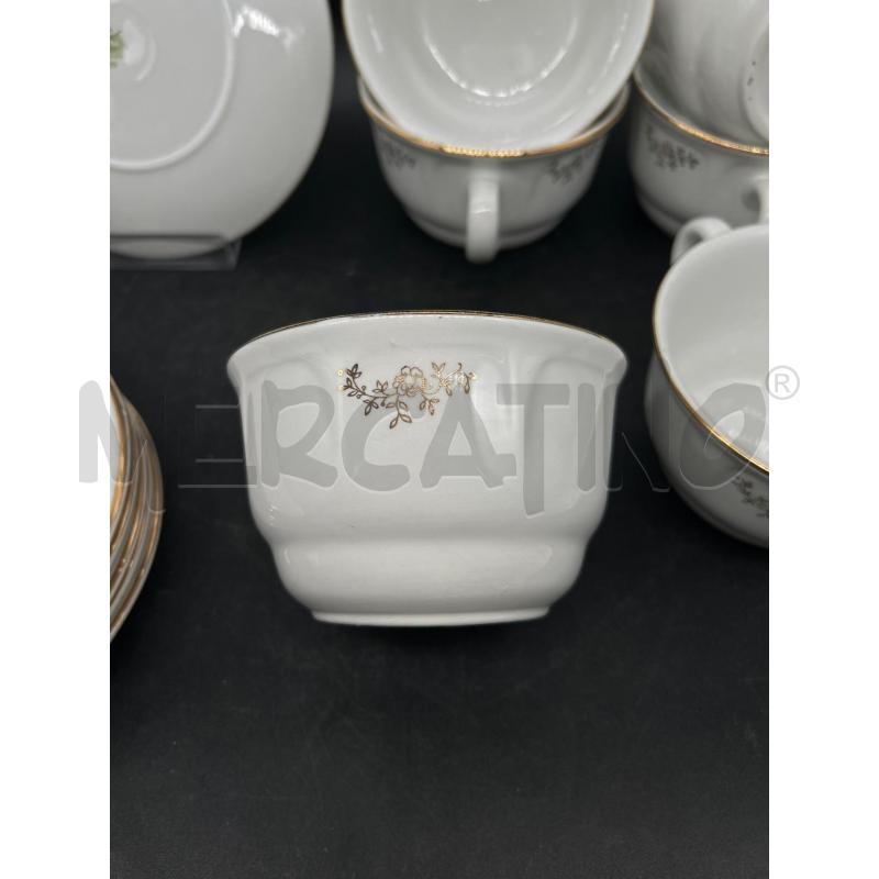 TAZZE PZ. 6+1 CERAMICA RICHARD BIANCA DORATA | Mercatino dell'Usato Burolo 3