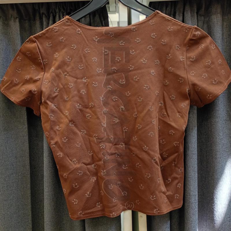 T SHIRT DONNA COCCAPANI MARRONE CURTA CON FIORELLINI GRIGIA | Mercatino dell'Usato Burolo 3