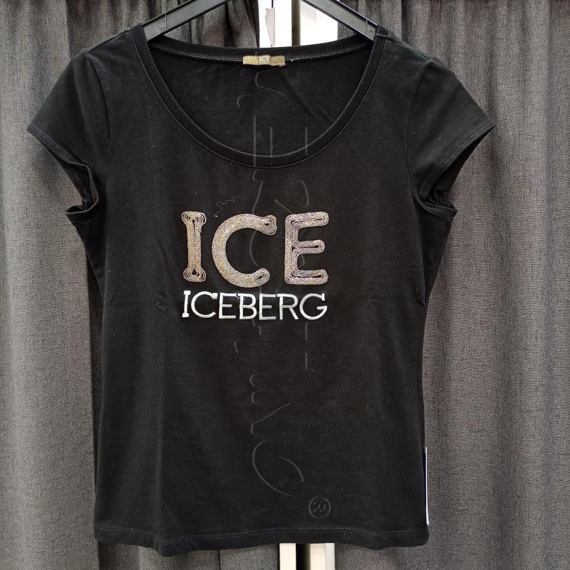 T SHIRT DONNA ICEBERG NERA RICAMI ORO | Mercatino dell'Usato Burolo 1